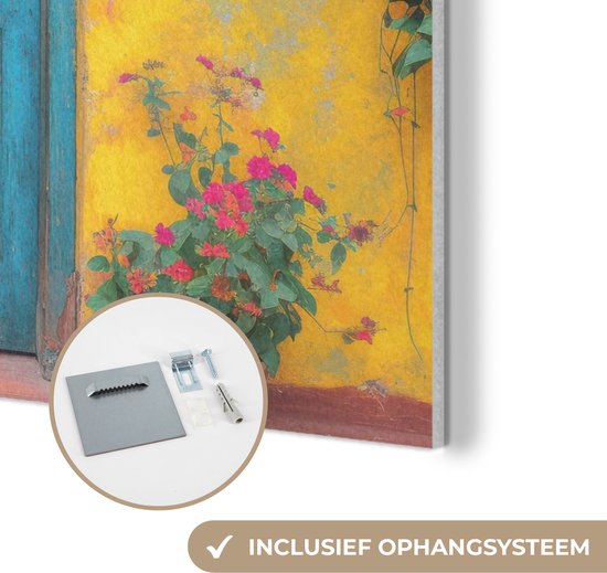 Akoestisch wandpaneel 80x60 cm - Vilt schilderij Deuren - Kleurrijk - Planten - Akoestische panelen - Geluidsdempende wanddecoratie - Geluidsisolatie woonkamer - Muurdecoratie geluidspanelen