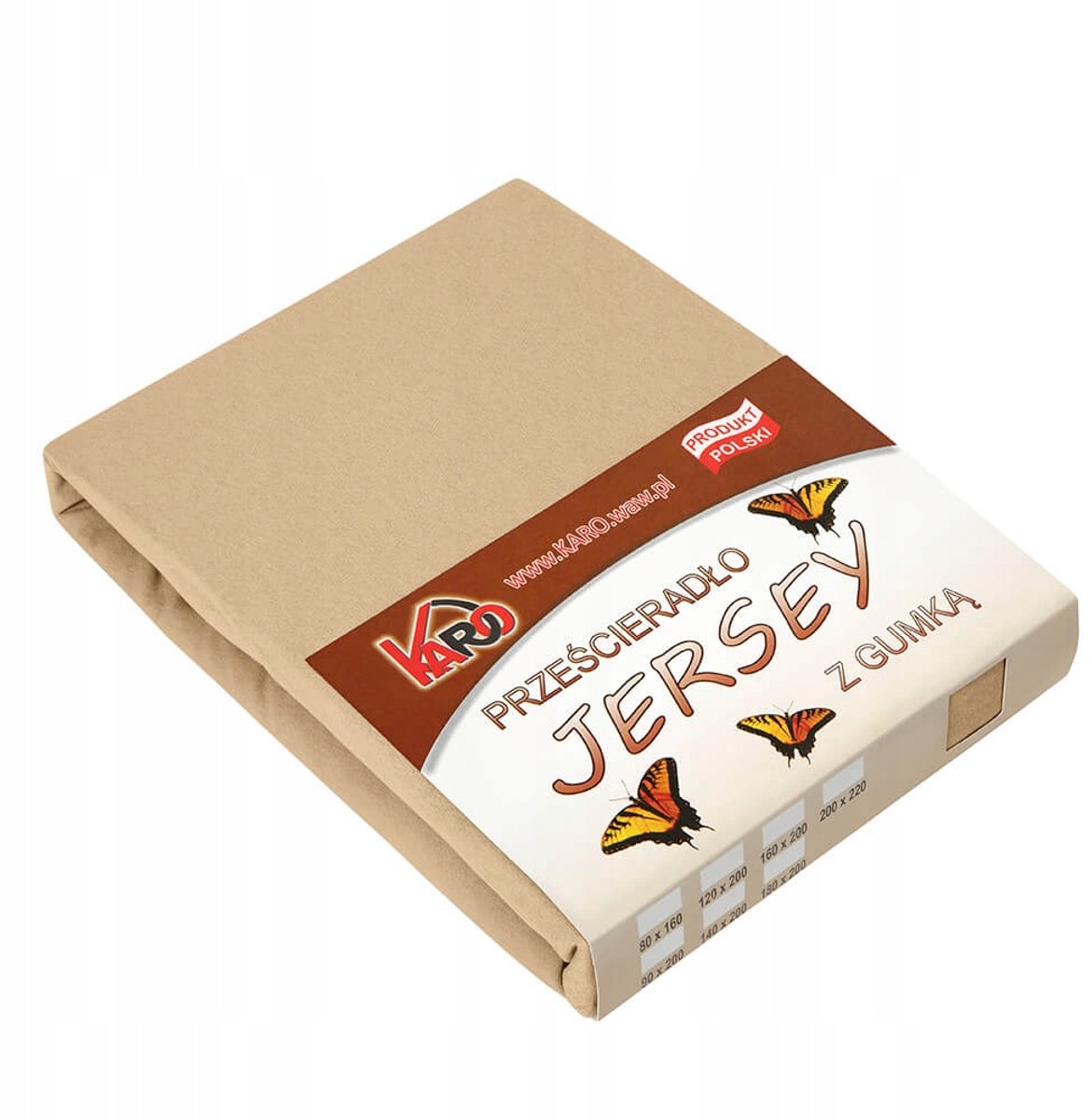 Jersey laken met elastiek 90x200 cm - Beige KARO