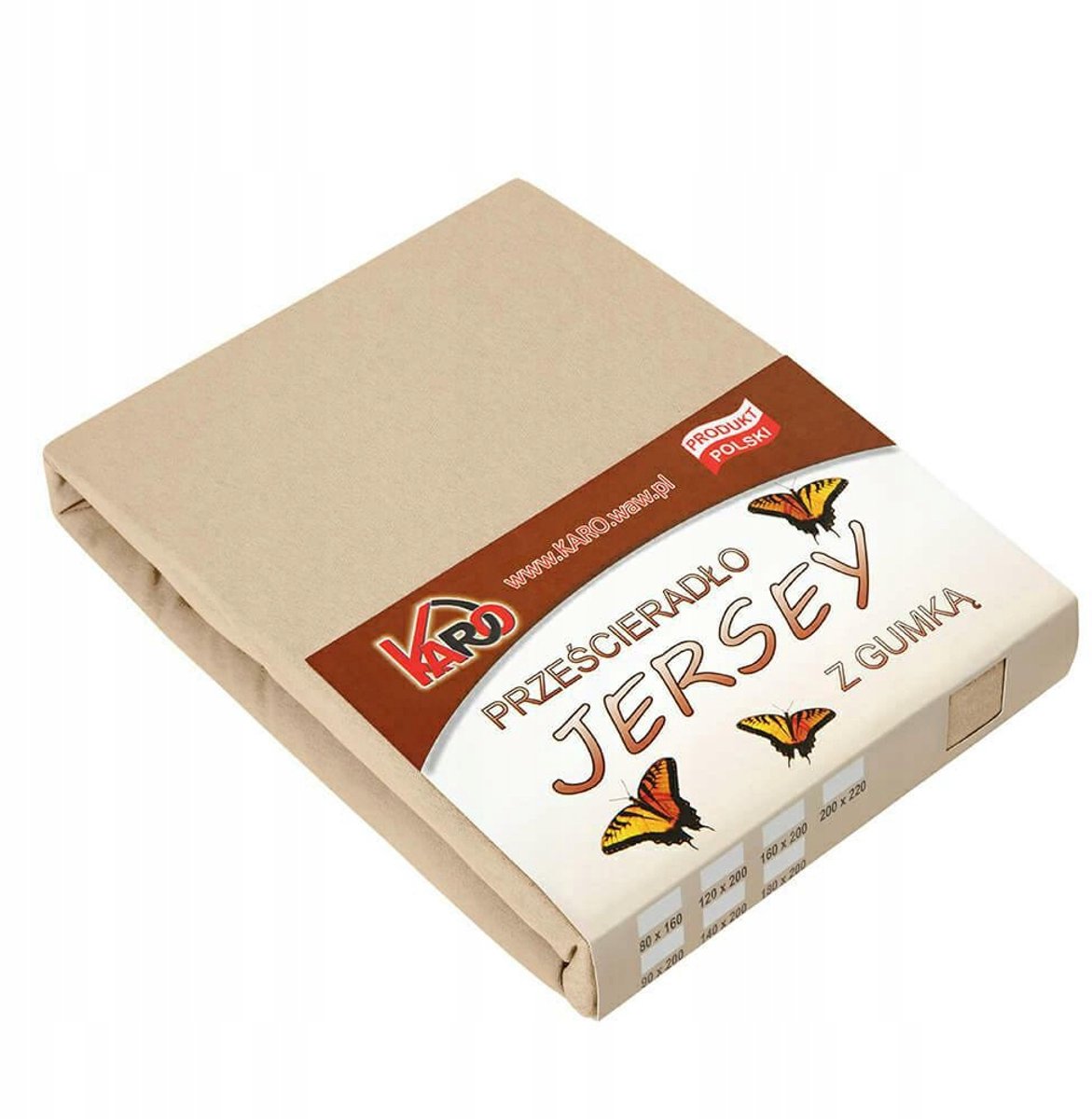 Jersey Hoeslaken met Elastiek 200x220 Beige Karo
