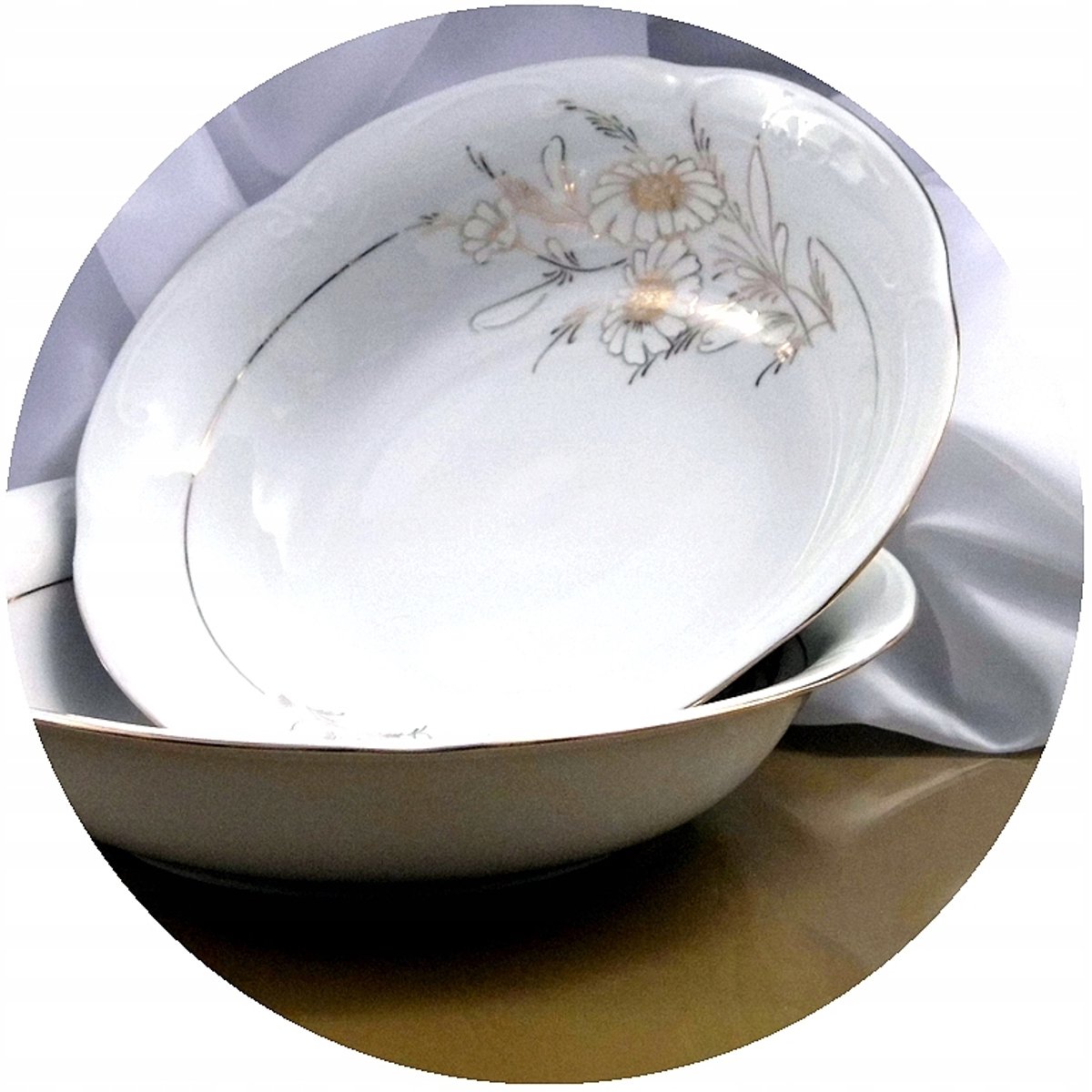 Kamélia Saladekom 26cm Wit Porselein - Handgemerkt