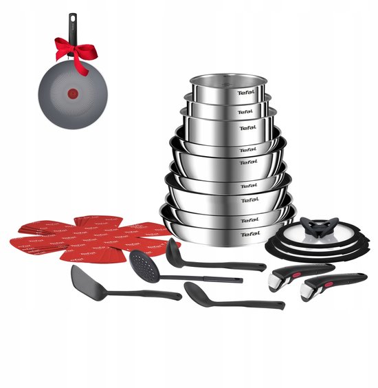 Batterie de cuisine Tefal Ingenio Emotion 22 pièces + wok 28 cm - Induction