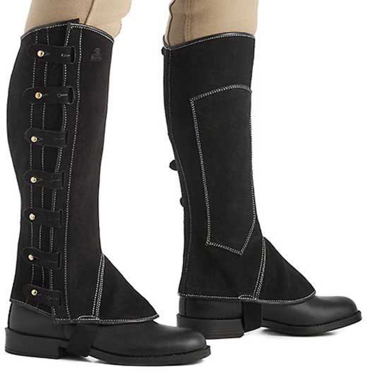 Hispano Hipica Leather Portuguese Split Halve Chaps M Zwart