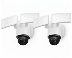 eufy Security Floodlight Camera E340 – 2 pack – Floodlight Cam- 360° Pan & Tilt – 3K-resolutie – 2000 Lumen – AI-bewegingsdetectie – 24/7 opname – Dual-band Wi-Fi – IP65 waterdicht