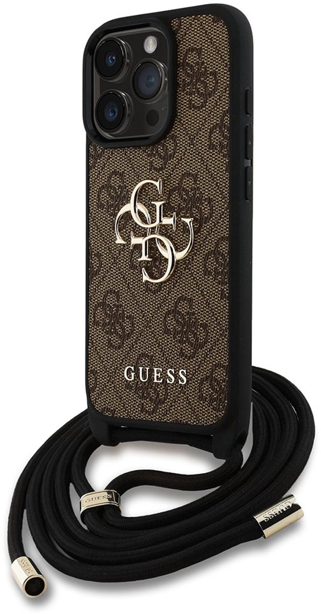 Guess Pu 4g Metal Logo Crossbody Strap Iphone 15 Pro Max Telefoonhoesje Bruin