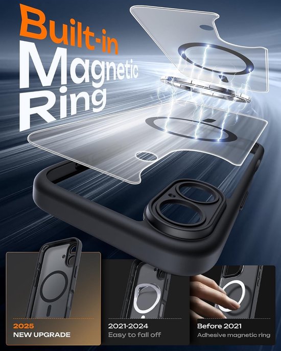 Coque iPhone 17 Zwart - Coque MagSafe iPhone 17 - Coque arrière antichoc avec protection d'objectif