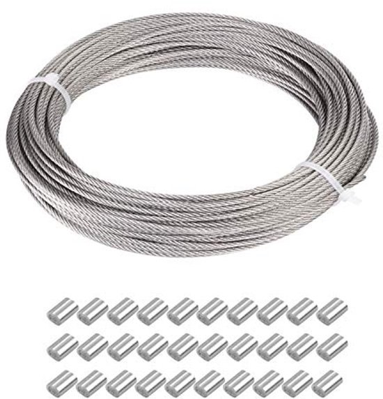 Staaldraad verzinkt 6x19 met 1 touwkern 5 mm 100 meter