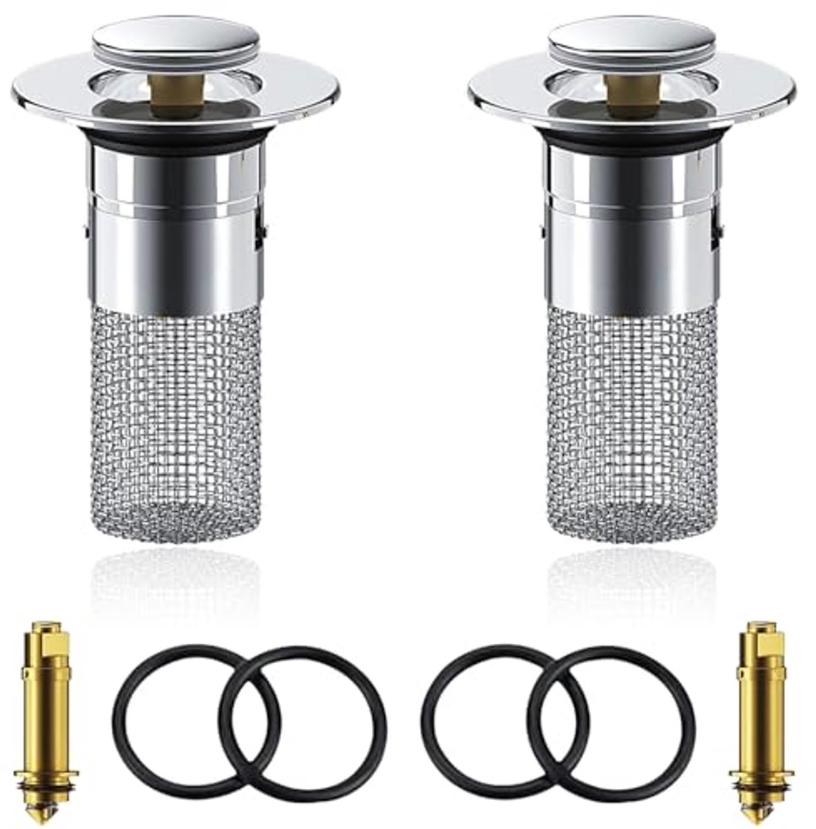 Wastafelstoppen Set van 2 voor 34-40 mm - Universele Pop-Up Afvoerzeef met Haarfilter