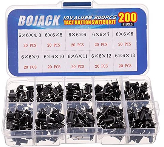 50 Stuks Tactiele Drukknopschakelaars – 2-pins, 6x6x10 Mm, Voor DIY-projecten En Elektronica