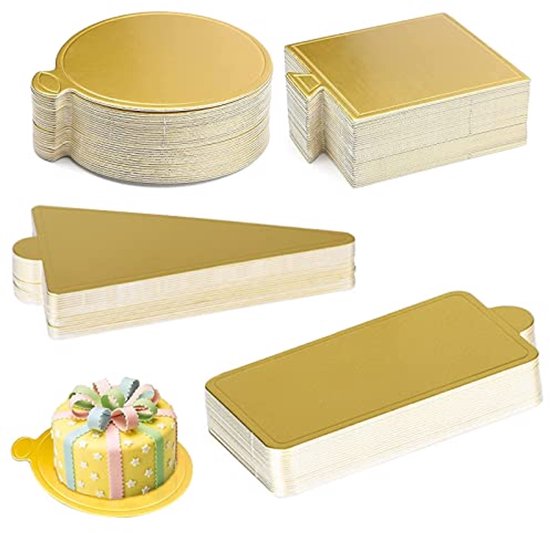 TAKUZA 10 stuks ronde taartonderlegger, taartbord, taartbord, 18 cm, taartplateau karton, cakeboard rond, taartonderlegger, karton, goud voor taarten en taarten, voedselveilig (goud