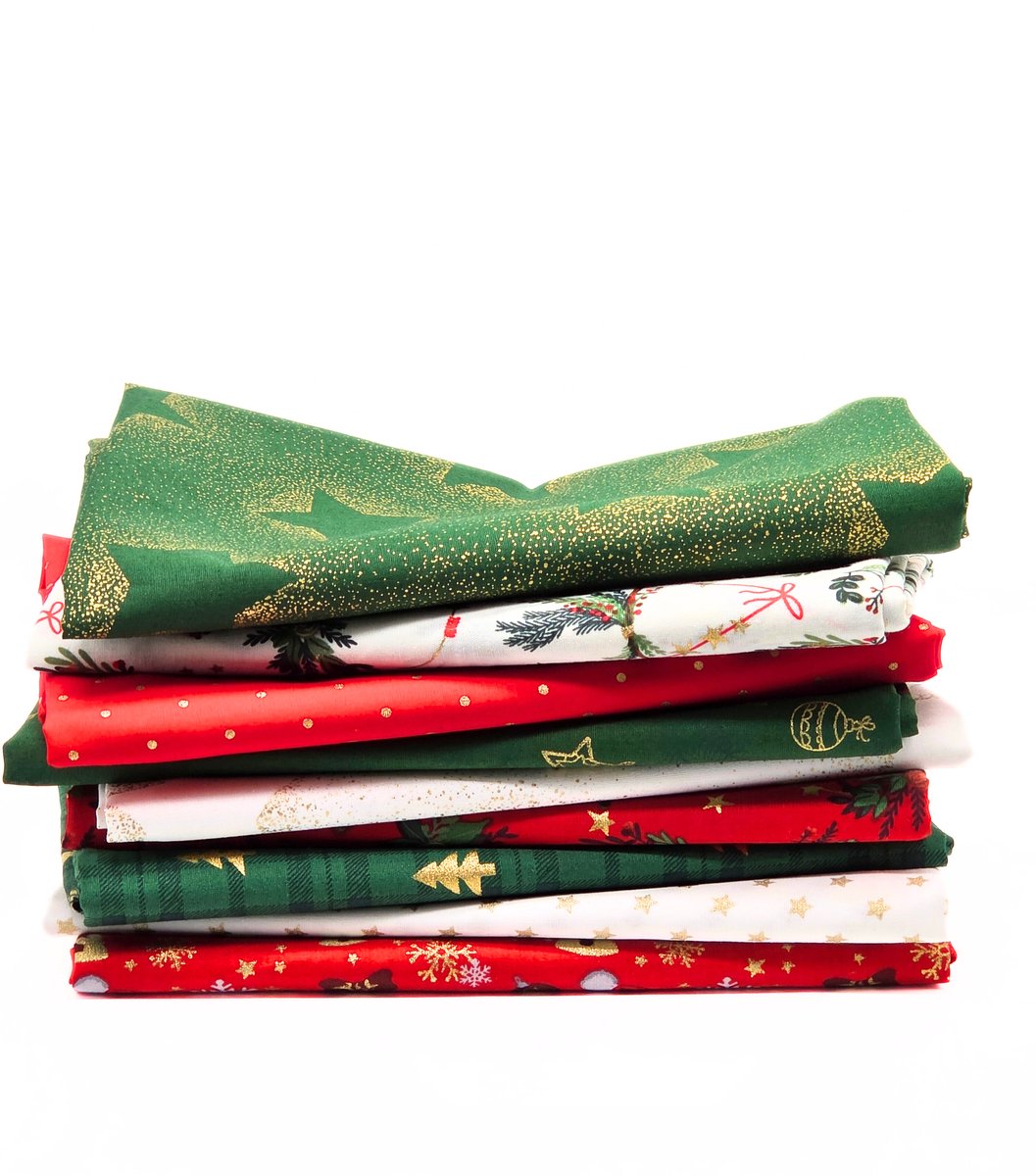 Giftwrappies Furoshiki - set van 2 doeken – Kerst – Kerstster wit/goud - herbruikbare cadeauverpakking - 30x30 en 50x50 cm - duurzaam - alternatief voor cadeaupapier