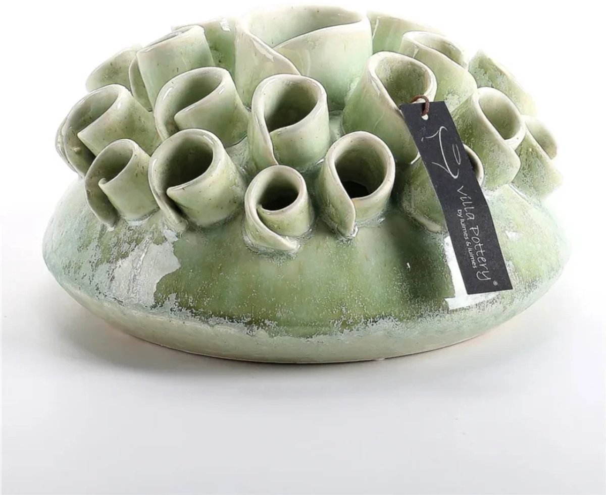 Villa Pottery Licht Groene Tuitvaas Suus D22xH13
