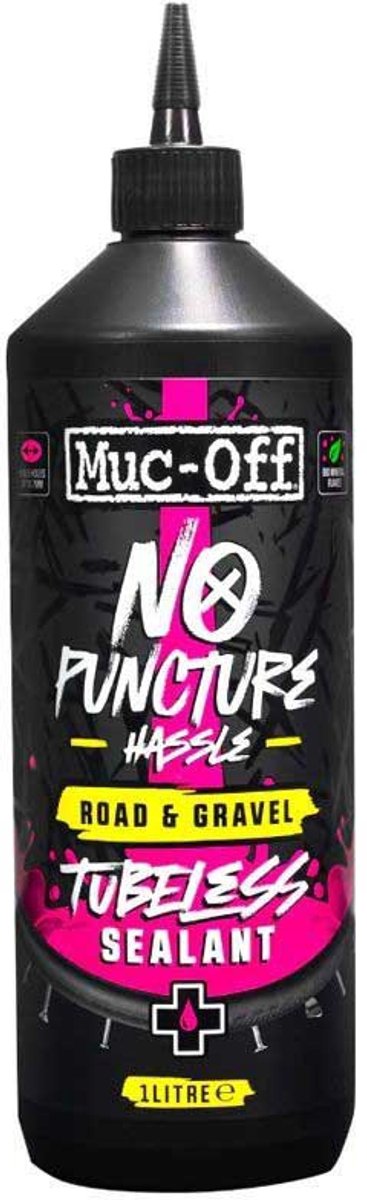Muc-Off No Puncture Hassle - Tubeless Sealant - 1L - Race en Gravel - Dicht gaten tot 6mm - UV-detectiesysteem - Niet corrosief - Ammoniakvrij