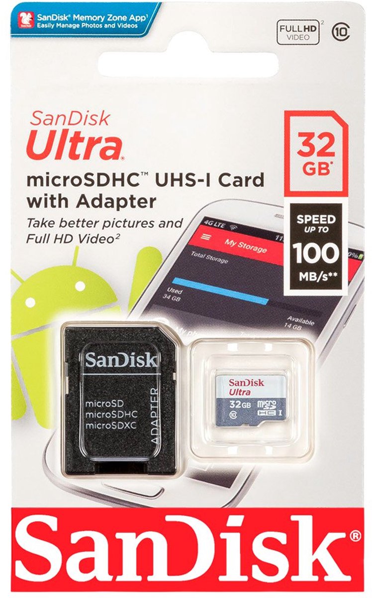 SanDisk Ultra microSDHC, 32 GB geheugenkaart thumbnail 3