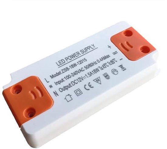 Foto: Transformator dc 12v 18w led driver voor led strips en lampen