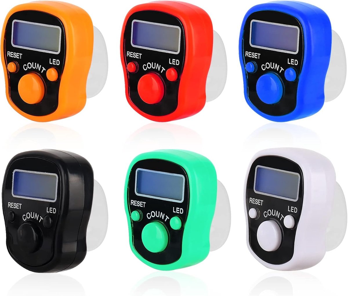 Digital Finger Counter - 6 Pieces Row Counter - Knitting met LED Licht - Verstelbare Vinger Ring - Elektronische Hand Teller voor Sport en Golf