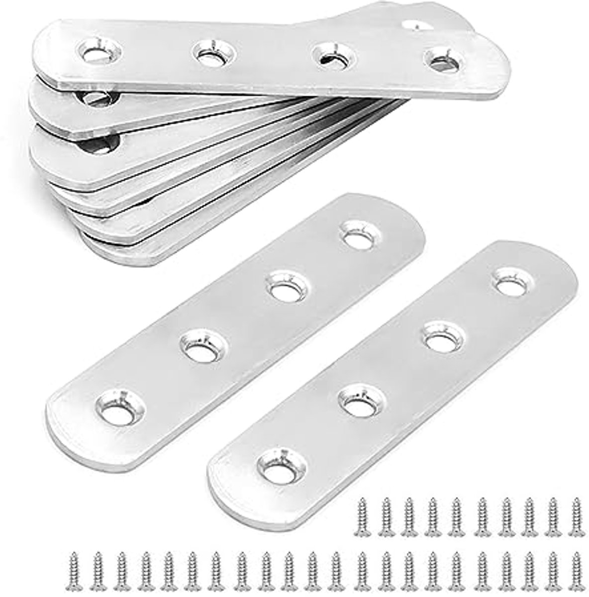 8 Stuks Platte Hoekbeugels - Roestvrij Staal Verbinder - 94 x 20 mm - Voor Houten Meubels