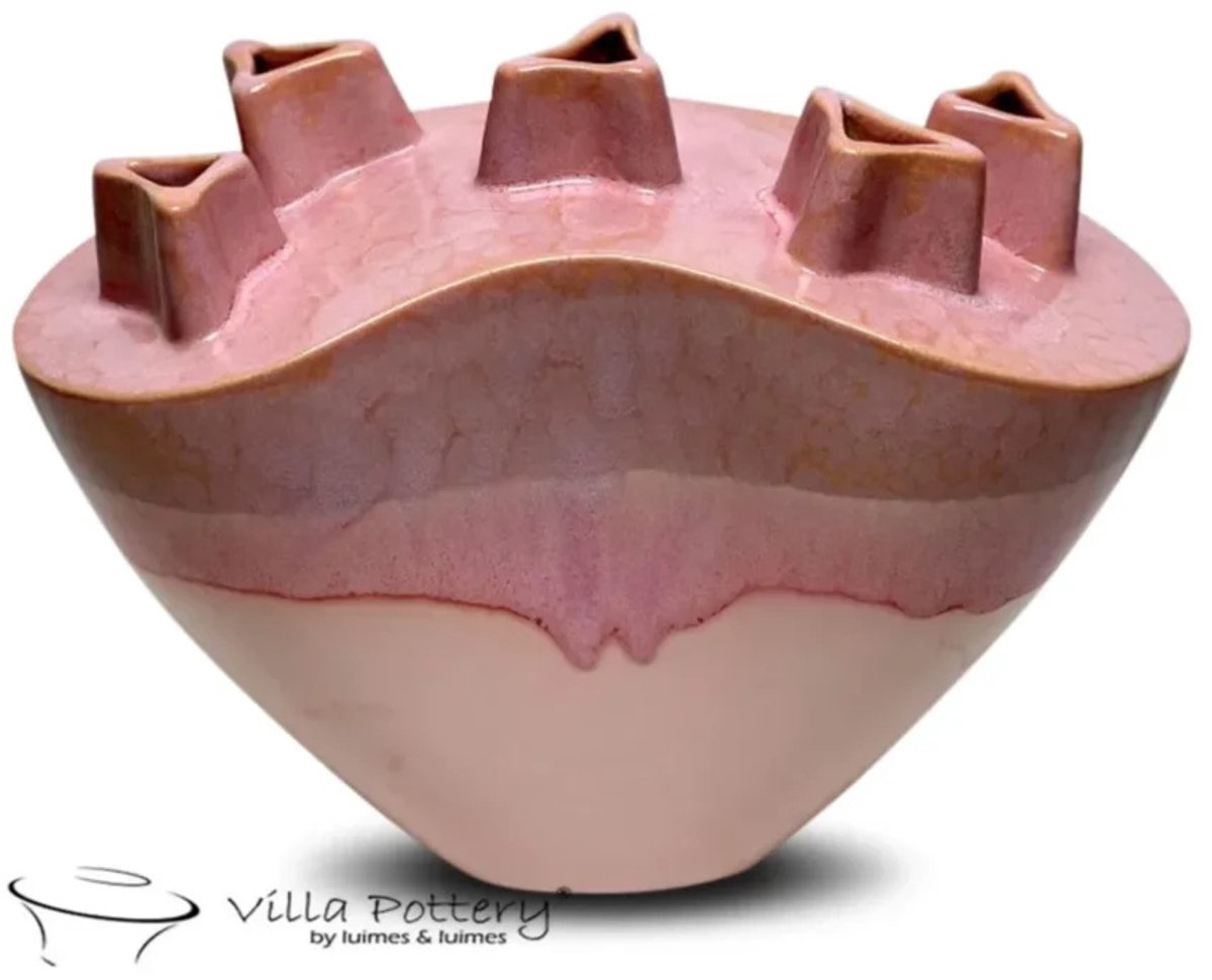 Villa Pottery Reactief Roze vaas Chimney D33 x B16 x