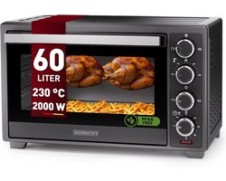 Heinrich´s HMO 8407 Oven met hete lucht - 60L – Oven met draaispit, airfryer-inzetstuk – binnenverlichting - 2000W