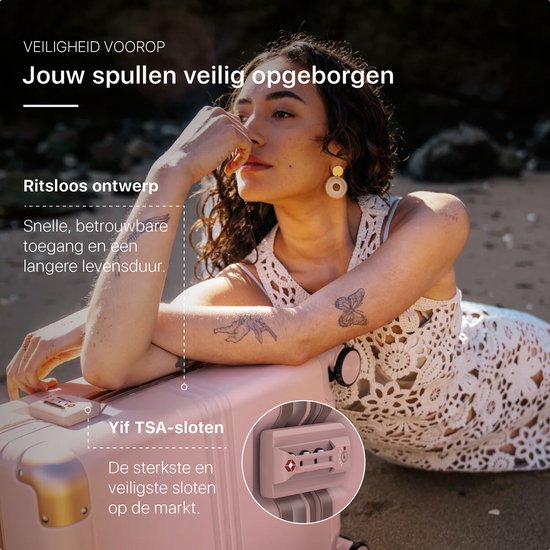 ONYX Hybrid Pro Check-in Koffer Medium 70 Liter - Gerecycled Polycarbonaat en Ritsloos Design - Reiskoffer met TSA slot en Spinner wielen - Candy Pink