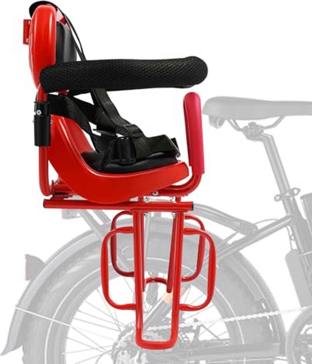 Achterzitje voor Kinderfietsen - Verwijderbaar Fietszitje met Rugleuning, Beugels, Armsteunen en Voetsteunen voor Kinderen van 6 Maanden tot 6 Jaar