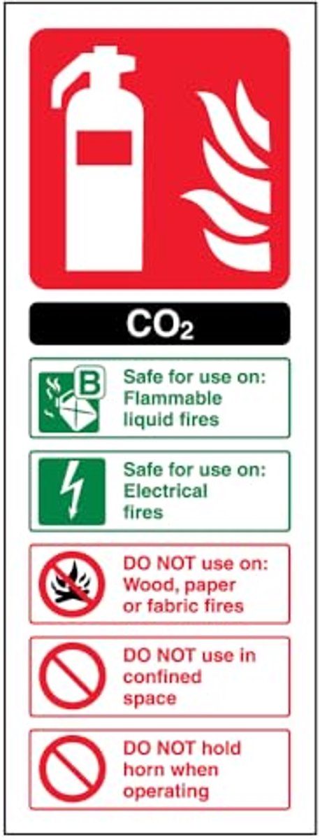 Brandblusser Schild CO2 ID - Veiligheidsborden voor Brandbestrijding - 100 mm x 280 mm