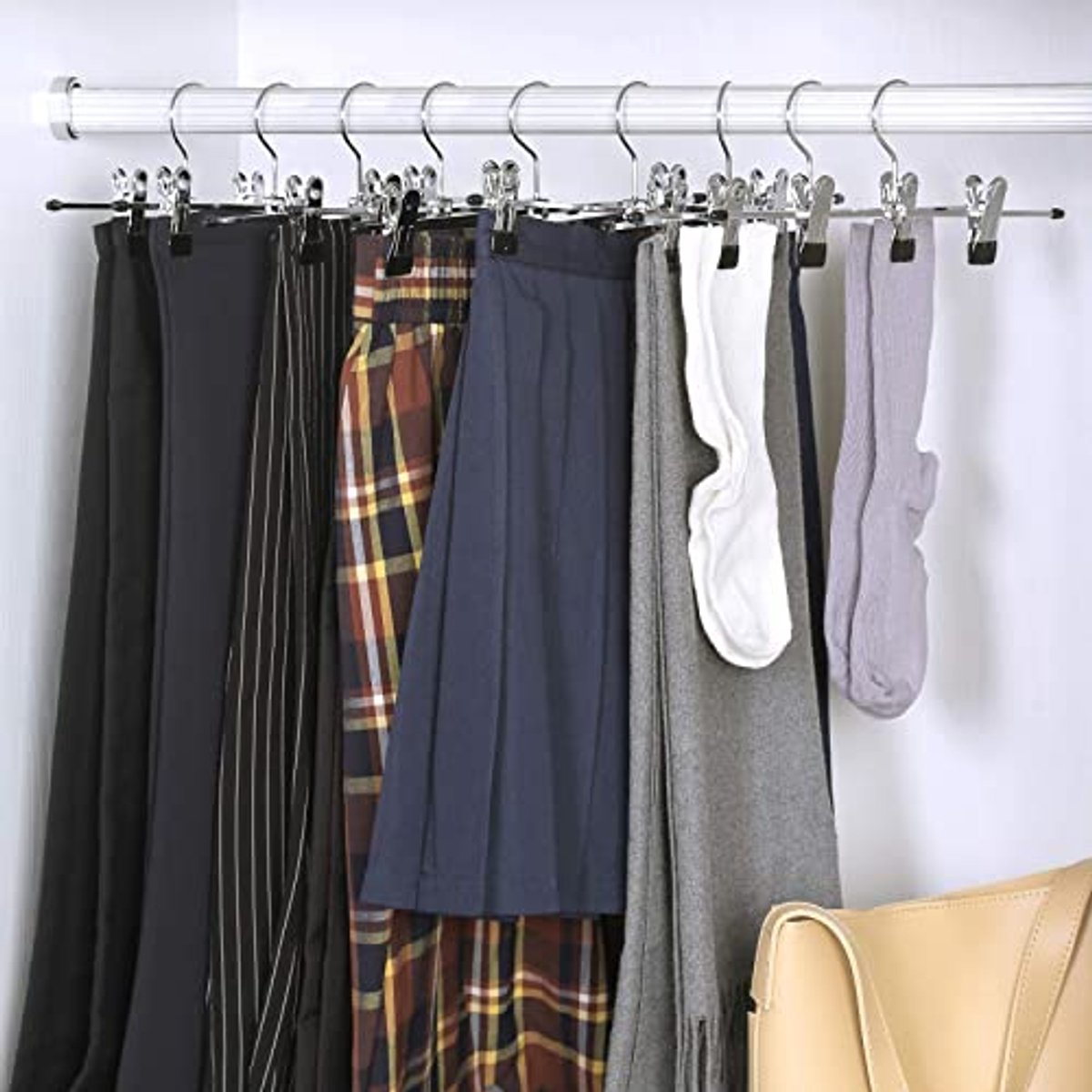 Metalen broekhangers met antislip clips - Ruimtebesparend en verstelbaar (50 stuks)