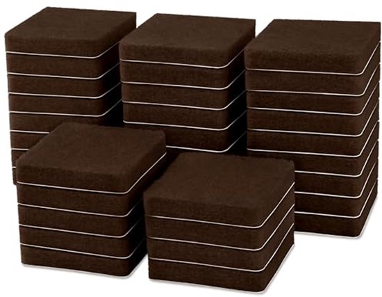Adsamm® / 32 x zelfklevende viltglijders/zwart 25 mm/vierkant 1,5 mm