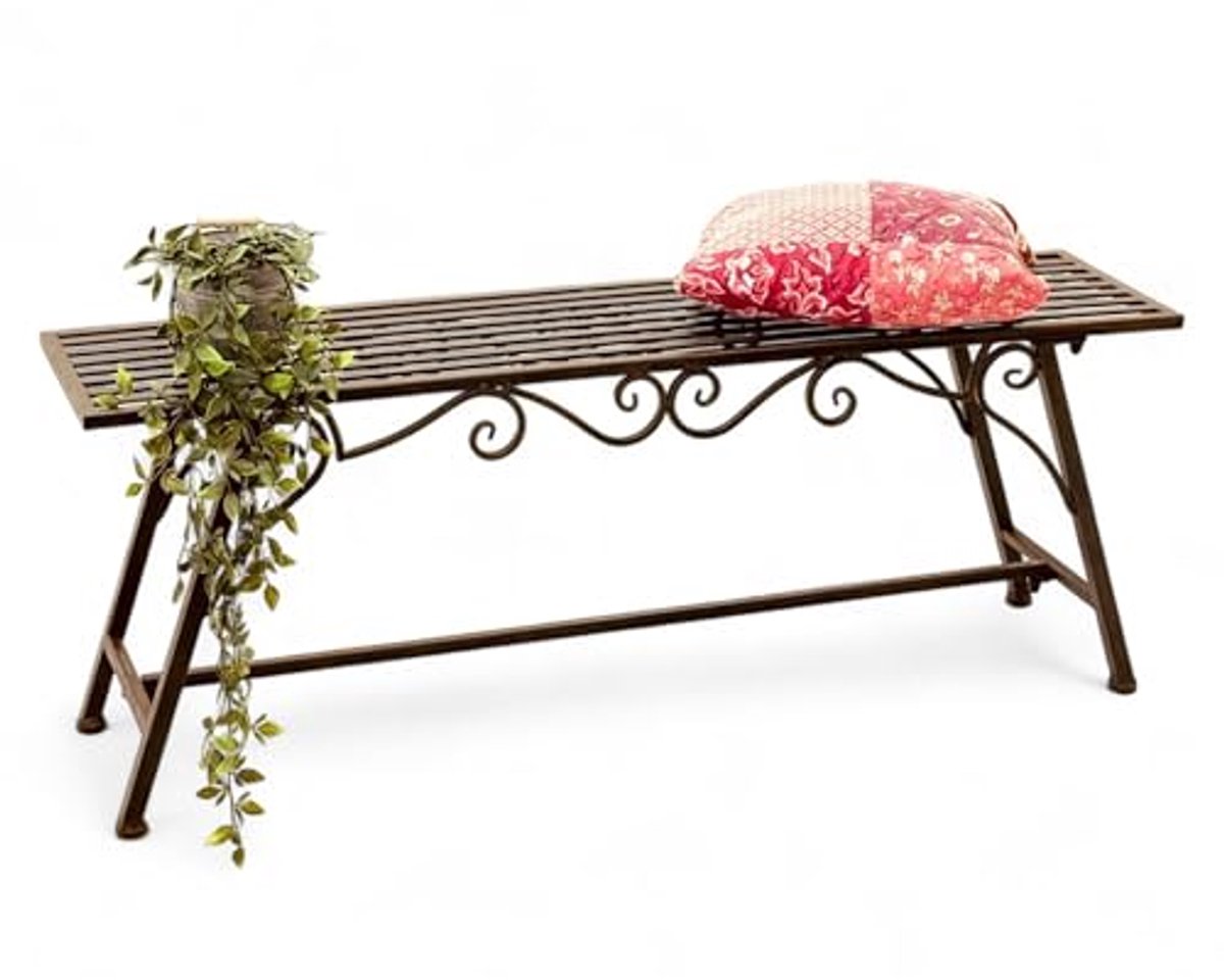 Weerbestendige Tuinbank 120 cm in Antiek Design - Metalen Zitbank voor Tuin, Terras en Balkon