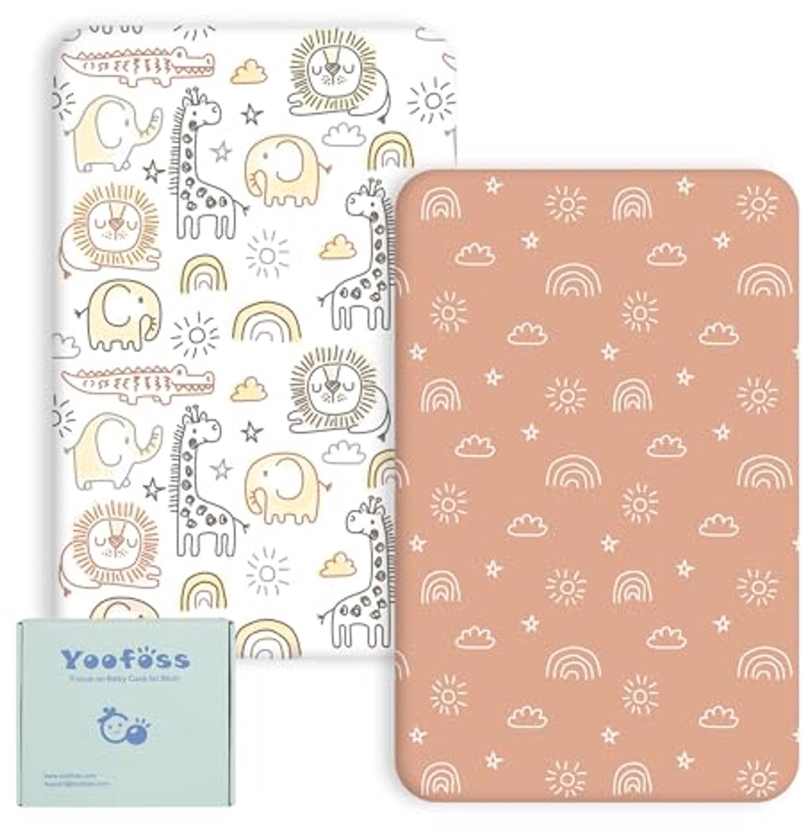 Image of Ademend babyhoeslaken set van 2 - Microvezel matrasbeschermer voor babybedden en bijzetbedden 50x89 cm - 55x90 cm