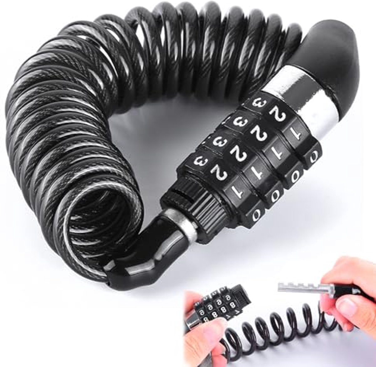 Compact Diefstalslot voor Fietsen en Helm - 150 cm Kabelslot met 4-cijferig Combinatieslot