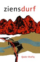 Boek "ziensdurf" met rode berglandschap en een stadje aan een rivier.