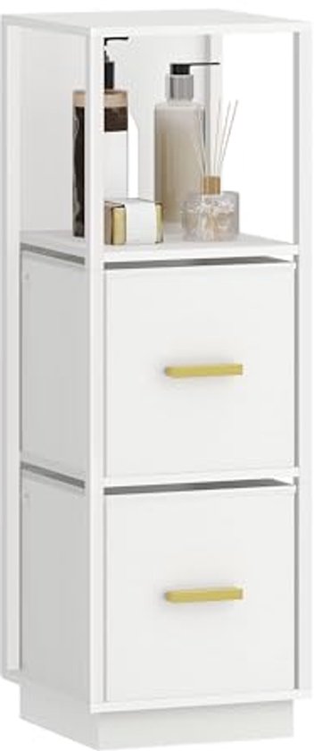 KOMFOTTEU Badkamerkolom met 2 deurkasten, badkamerkast met 1 verstelbare plank, opbergkast voor woonkamer, toilet, slaapkamer, keuken, 60 x 30 x 109 cm (grijs