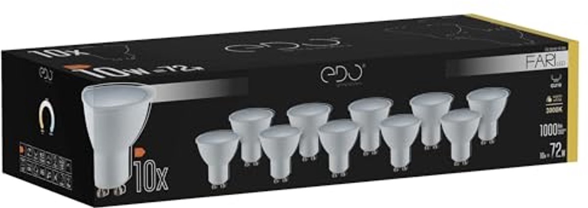 Warm witte LED lamp GU10 - 10W Multipack met 1000 Lumen licht