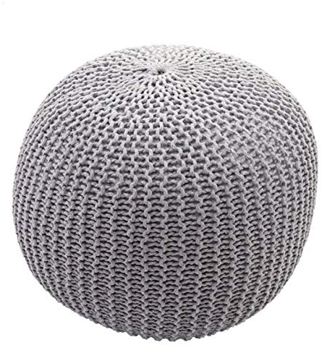 Gebreide Poef 40x50cm - Comfortabele Kruk voor Woonkamer, Kinderkamer of Entree - Grijs