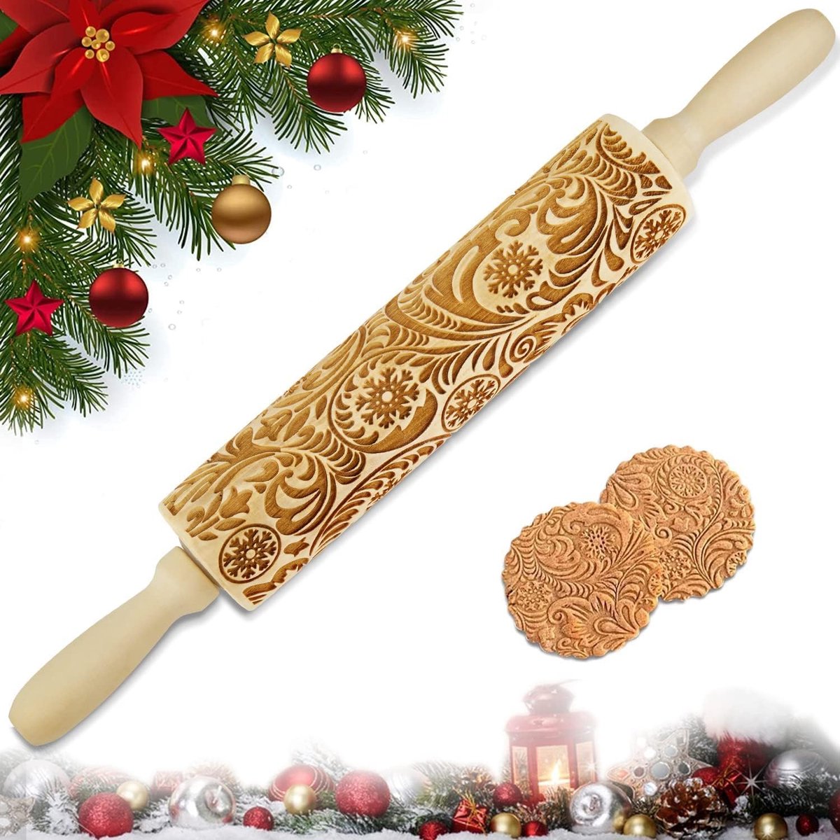 Houten deegroller - gegraveerde deegroller - fondant - pasta - pizza - koekjes