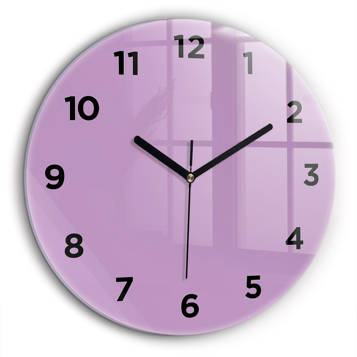 Wallfluent Wandklok - Lila Ronde Glas Klok - 60 cm x 60 cm - Lila Wandklok - Zwarte Handen - Wandklok Met Cijfers - Stille Wandklok Slaapkamer - Ronde Glazen Klok - Minimalistisch Wandklok - Ronde Glazen Wandklok