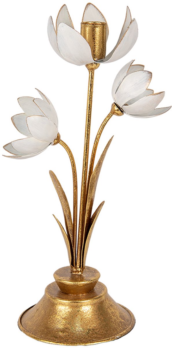 Kandelaar Bloem 16x11x30 cm Goudkleurig Metaal