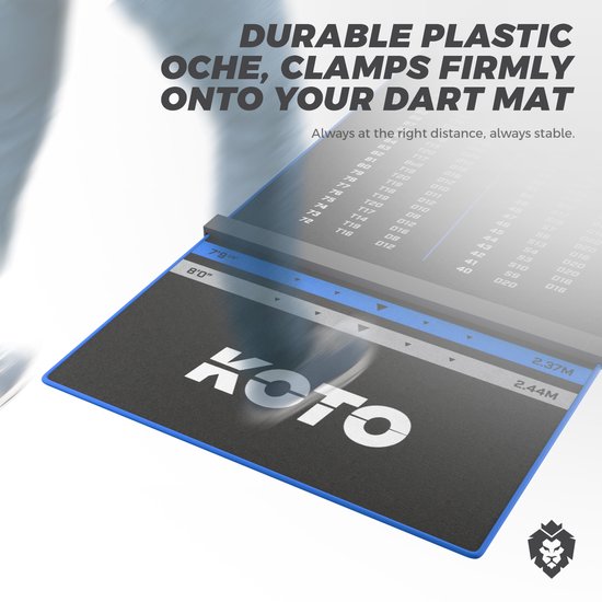 KOTO Oche Carpet Checkout Dart Mat Blauw 285 x 80 cm, Hoogwaardige Dartmat Incl. Verstelbare Oche, Antisliplaag, Werplijnen, Bescherming Vloer & Dartbord van KOTO — afbeelding 4