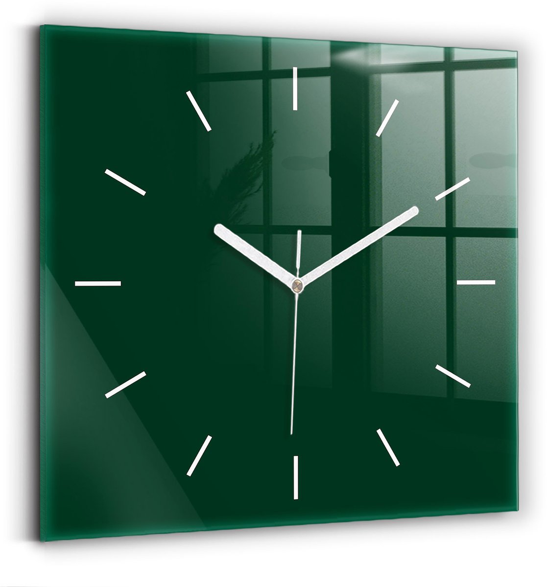 Wallfluent Wandklok - Groente Vierkante Glazen Wandklok - 30 cm x 30 cm - Groente Wandklok - Witte Handen - Wandklok Zonder Cijfers - Wandklok voor in de Keuken - Vierkante Glas Klok - Scandinavisch Wandklok - Vierkante Glazen Klok