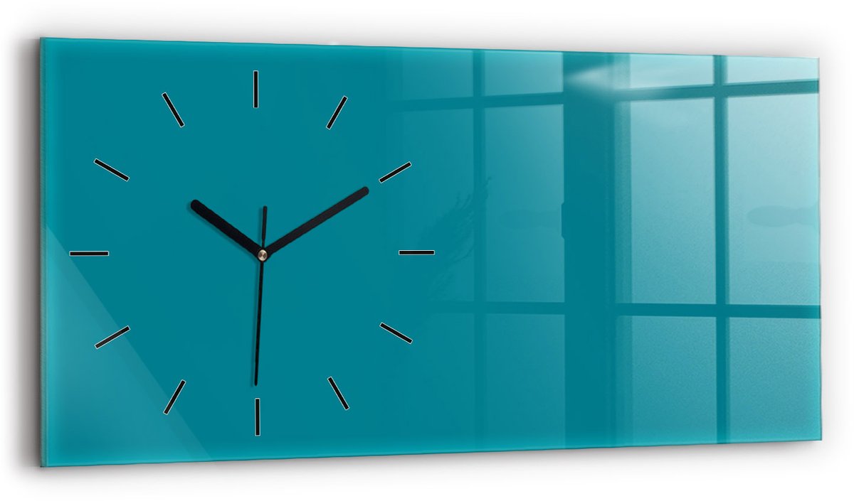 Wallfluent Wandklok - Maritiem Rechthoekige Glas Klok - 60 cm x 30 cm - Maritiem Wandklok - Zwarte Handen - Wandklok Zonder Cijfers - Kinder Wandklok Glas - Rechthoekige Glazen Wandklok - Scandinavisch Wandklok - Glazen Klok Rechthoekige