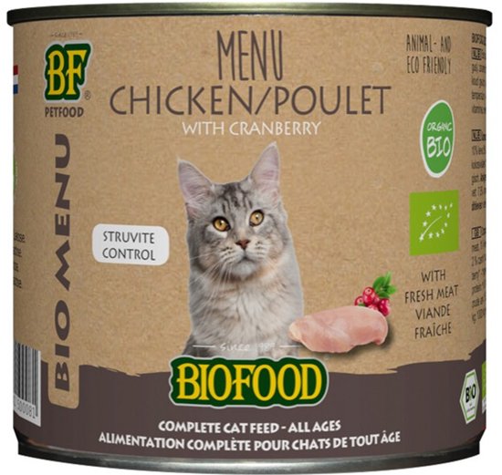 Biofood Organic - Biologisch Kattenvoer Natvoer - Kip Cranberry- 12 x 200 gr NL-BIO-01