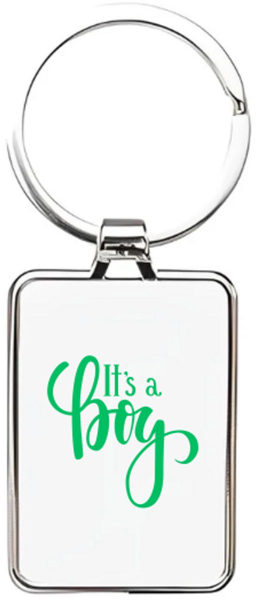 Hacebo® - It's a Boy sleutelhanger rechthoekig - Baby - Kersverse ouders - sleutelhangers - Geboorte kraamcadeau jongen - babyshower - rechthoekige sleutelhanger - 3 x 7.8 CM