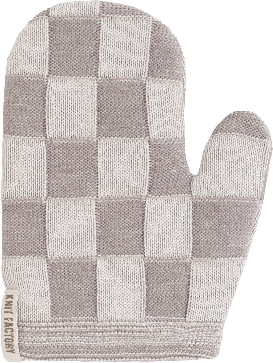 Knit Factory Ovenwant Block - Hittebestendige ovenhandschoen - keukenhandschoen - Gemaakt van 50% katoen & 50% acryl - Slijtvast - Ecru/Taupe