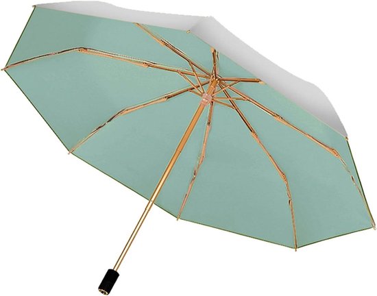 ThreeH Folding Umbrella Blooming Flower in Rainwater Lightweight Windproof Compact Anti-UV Parasol Sunshade for Outdoor Sports, green
