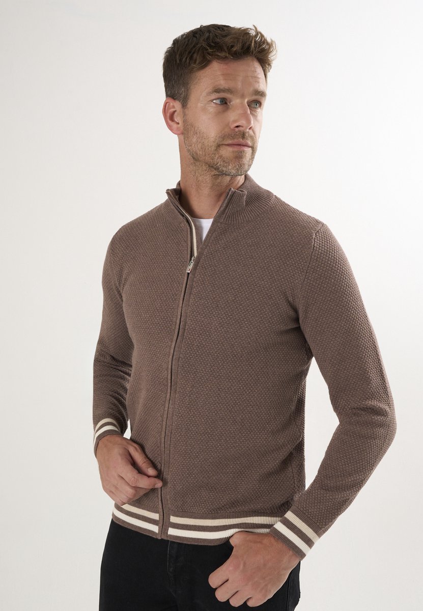 Felix Hardy Vest Met Rits - Cardigan - 100% Katoen Heren Bruin - M