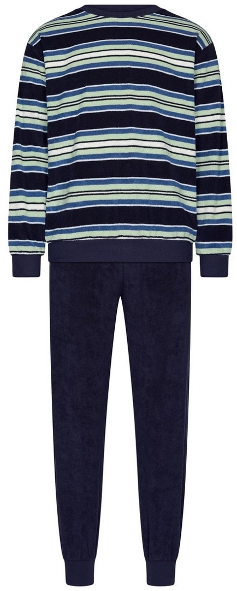 Robson Pyjama - Katoen/Polyester - Badstof - Gestreept - Blauw/Groen - Maat 54