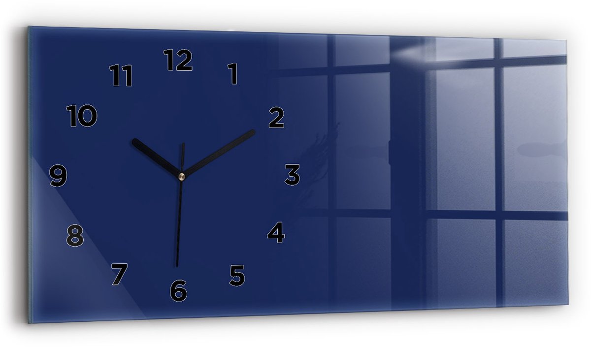 Wallfluent Wandklok - Marine Glazen Klok Rechthoekige - 60 cm x 30 cm - Marine Wandklok - Zwarte Handen - Wandklok Met Cijfers - Wandklok Glas Woonkamer - Rechthoekige Glas Klok - Industrieel Wandklok - Rechthoekige Glazen Wandklok