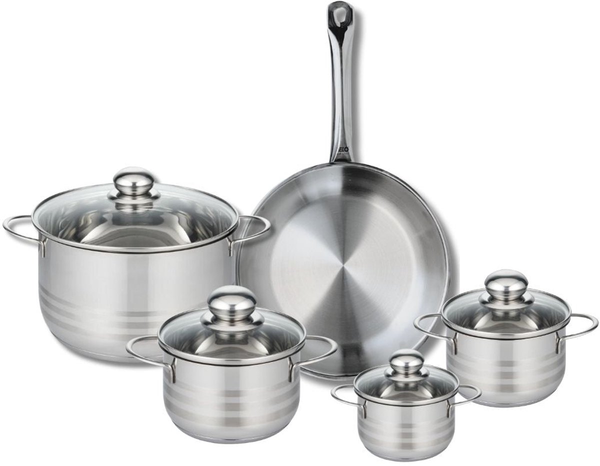 Set van 1 Koekenpan 28 cm en 4 kookpotten 12, 14, 16 en 24 cm Elo Profi Brillant