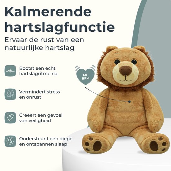 Kudl® Verzwaringsknuffel Met Hartslag - Leeuw - 53cm / 2kg - Verzwaarde Knuffel - Weighted Stuffed Animal - Zware Knuffel - Rustgevende Knuffel met Heartbeat - Plushie - Voor Kinderen en Volwassenen