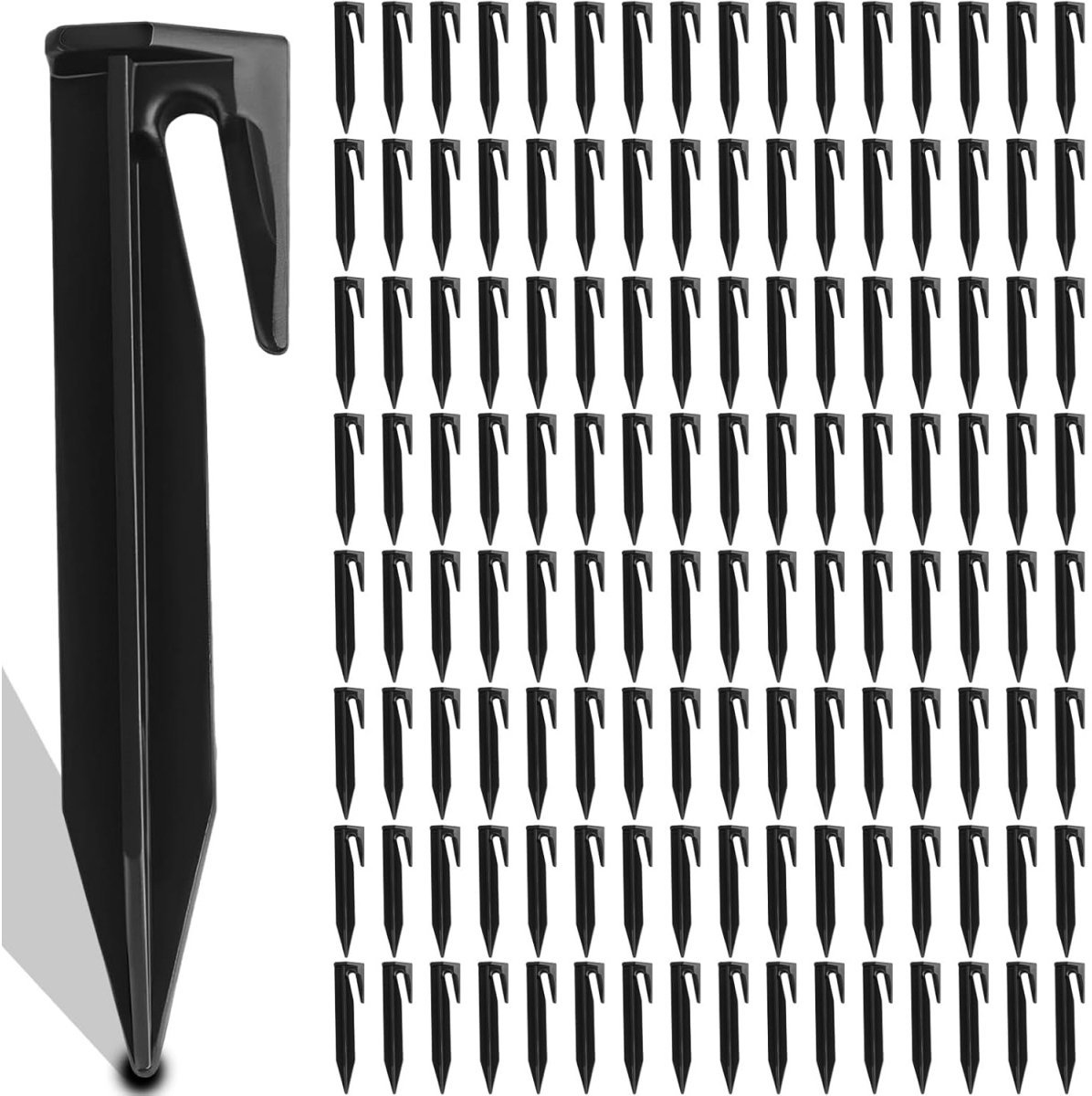 EXCITAT 100 stuks - Grondpennen - Grondpennen voor grasmaaiers - Kunststof lijnpennen - Geschikt voor gazons, stoepranden, stoepranden, kunstgras - Zwart